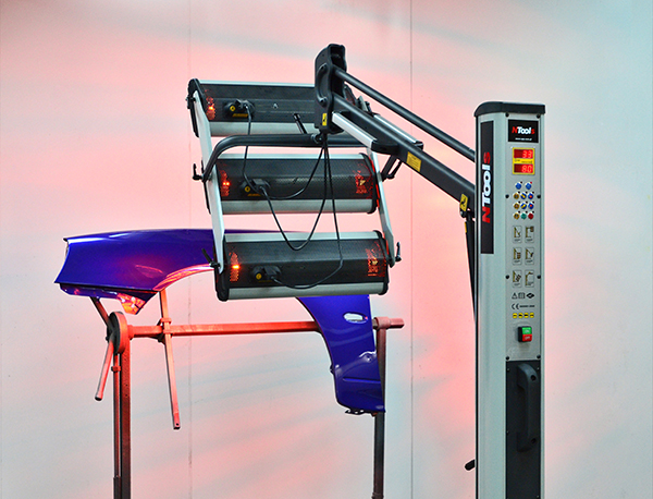 190281-7 Radiator 3x1, 1kW met tijdschakelaar en vermogensregeling, op een telescopische arm