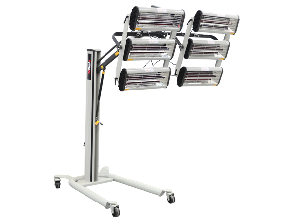 190283 Radiator 6x1, 1kW met tijdschakelaar en vermogensregeling, op een telescopische arm