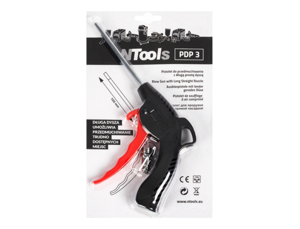 388013-1 Blaaspistool met een lange stalen rechte spuitmond (kunststof)